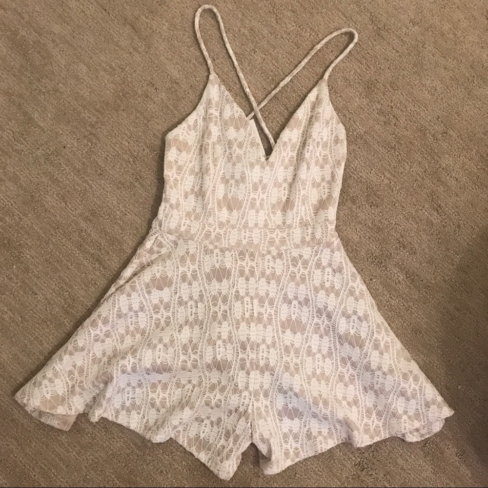 fab’rik White & Cream Lace Romper